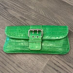 NWT Harold’s Green Crocodile-Embossed Clutch
